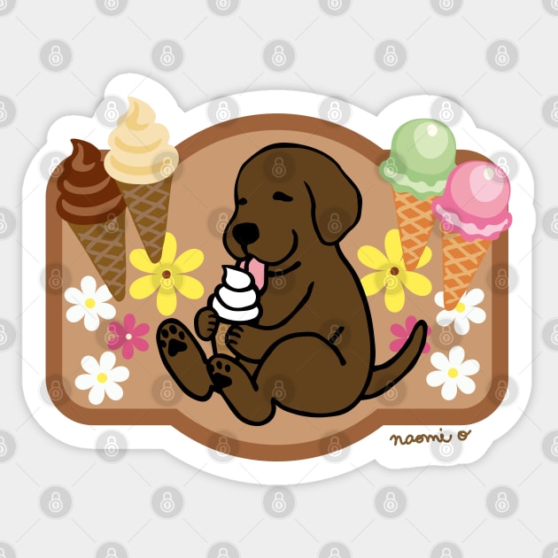 Chocolate Labrador Ice Cream Lover Sticker by HappyLabradors